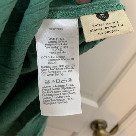 Madewell Seersucker One-Shoulder Puff-Sleeve Midi Dress - Trellis Green XXS - Picture 8 of 9